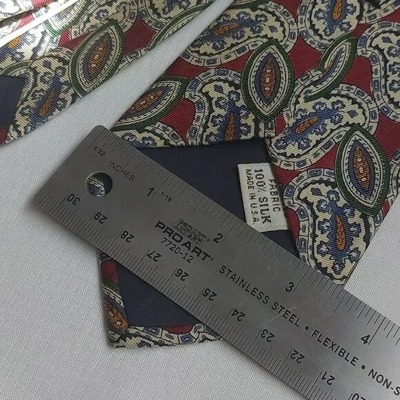 Vintage Meeting Street Multicolor Paisley Print Silk Necktie Men's Tie - Picture 4 of 6